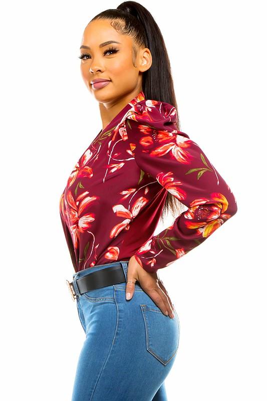 floral surplice bodysuit - RK Collections Boutique