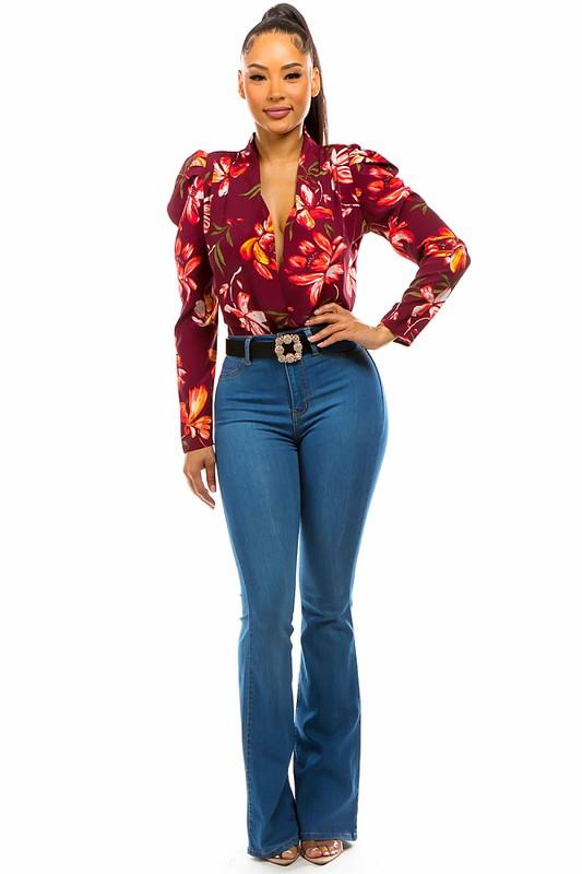 floral surplice bodysuit - RK Collections Boutique