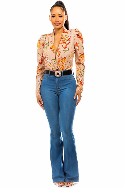 floral surplice bodysuit - RK Collections Boutique