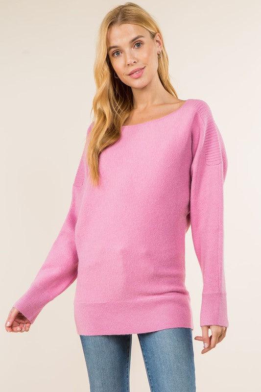 PLUS Asymmetric pintuck shoulder sweater - RK Collections Boutique