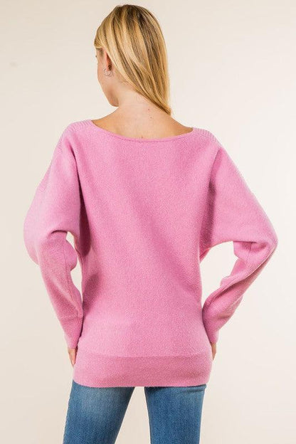 PLUS Asymmetric pintuck shoulder sweater - RK Collections Boutique