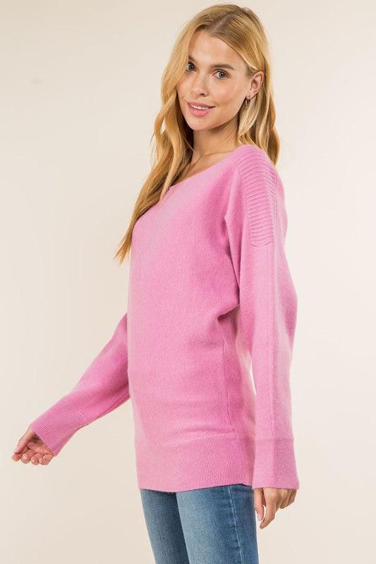 PLUS Asymmetric pintuck shoulder sweater - RK Collections Boutique