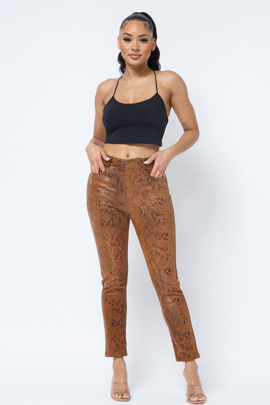 snake printed skinny pants - RK Collections Boutique