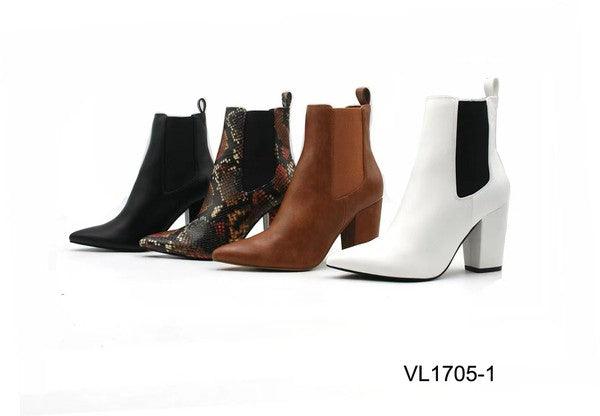 pointy toe chunky heel bootie - RK Collections Boutique