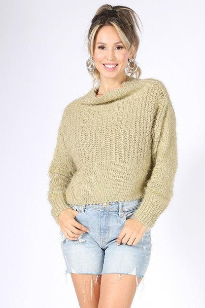 Loose Off Shoulder Neck Sweater - RK Collections Boutique