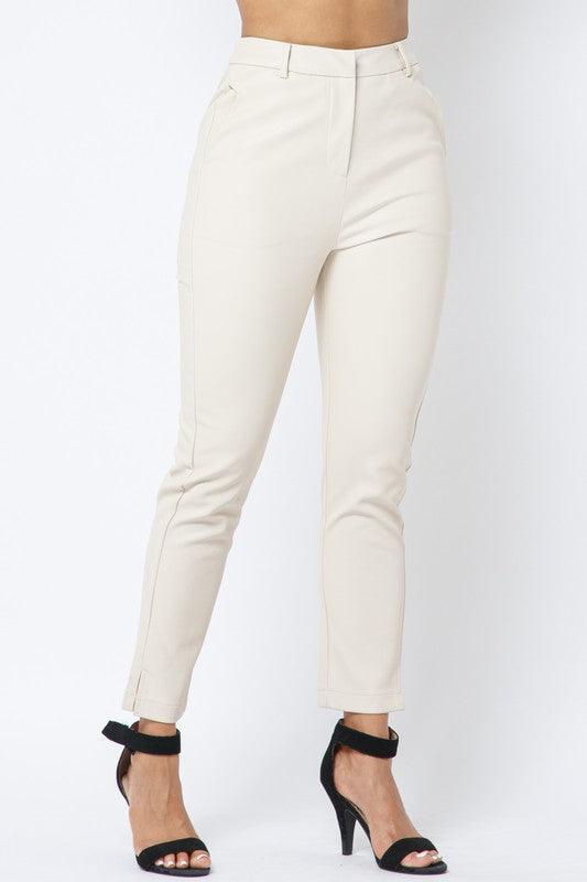 Faux Leather Split Hem Long Pants - RK Collections Boutique