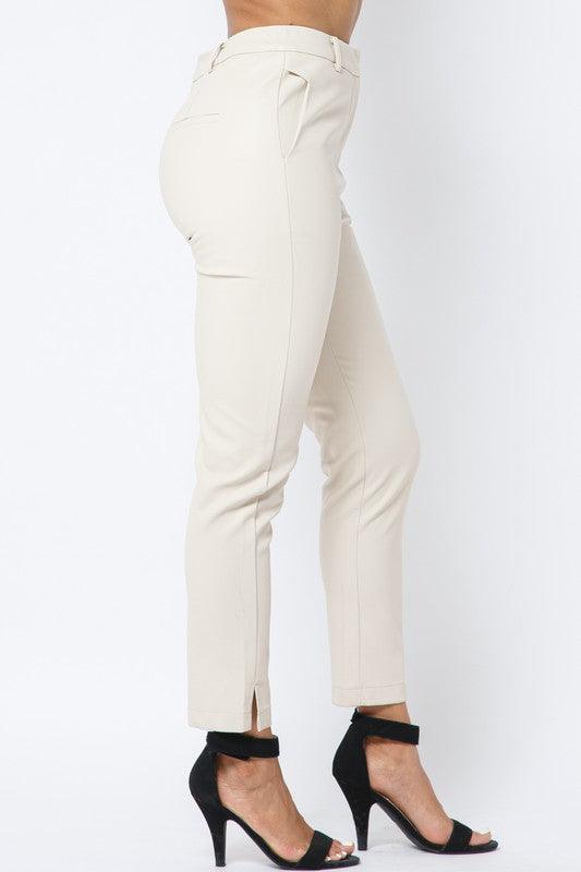 Faux Leather Split Hem Long Pants - RK Collections Boutique