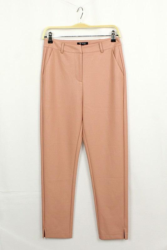 Faux Leather Split Hem Long Pants - RK Collections Boutique