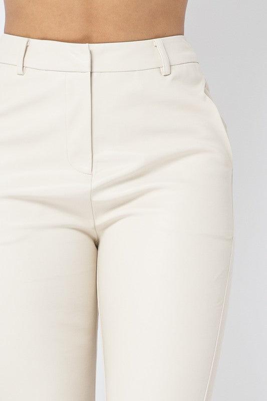 Faux Leather Split Hem Long Pants - RK Collections Boutique