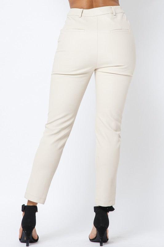 Faux Leather Split Hem Long Pants - RK Collections Boutique