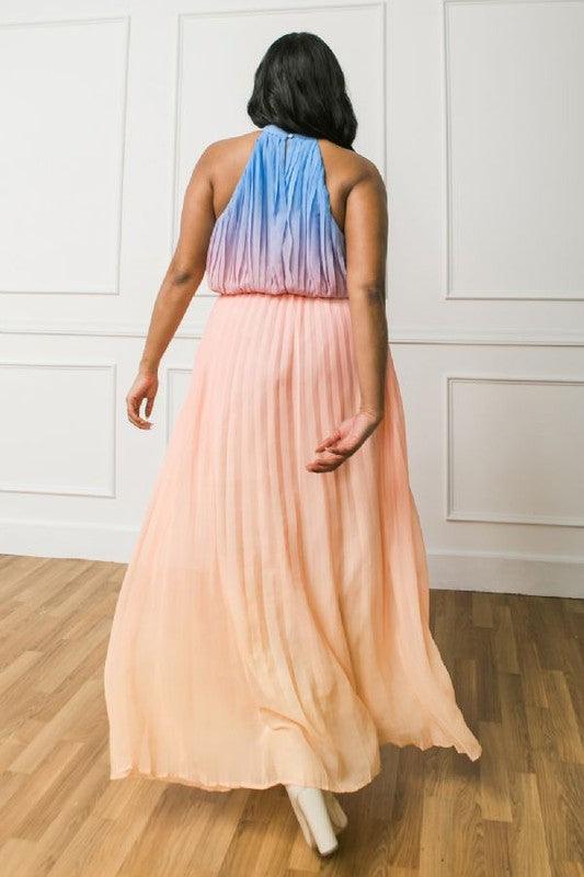 PLUS ombre pleated maxi dress - RK Collections Boutique