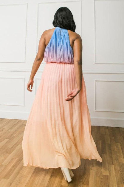 PLUS ombre pleated maxi dress - RK Collections Boutique