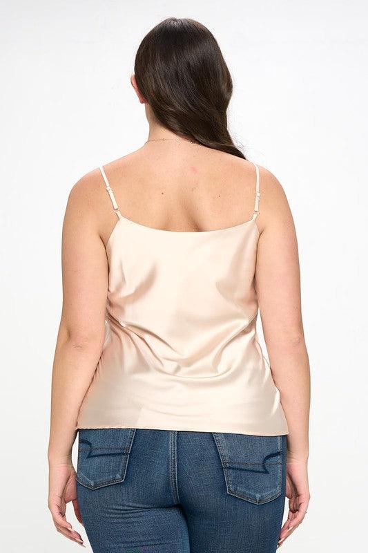 PLUS satin cowl neck cami - RK Collections Boutique