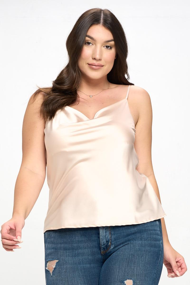 PLUS satin cowl neck cami - RK Collections Boutique