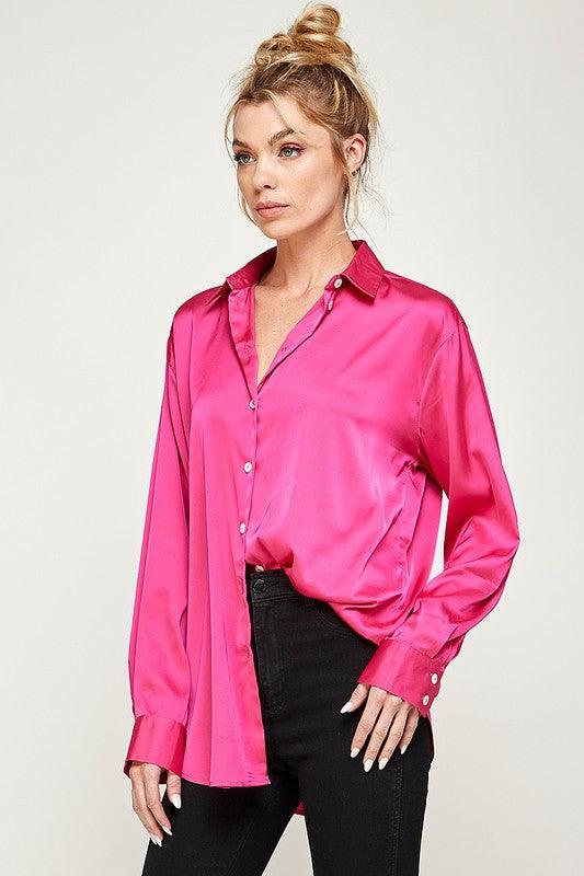 Satin button down shirt - RK Collections Boutique