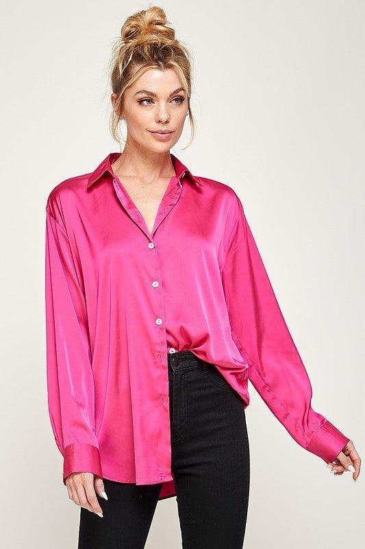 Satin button down shirt - RK Collections Boutique