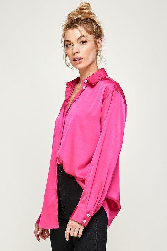 Satin button down shirt - RK Collections Boutique