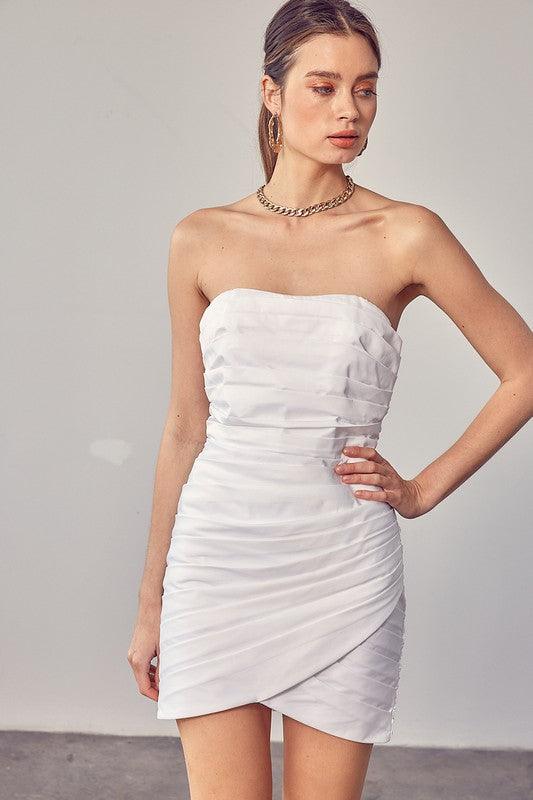 strapless pleated dress - RK Collections Boutique