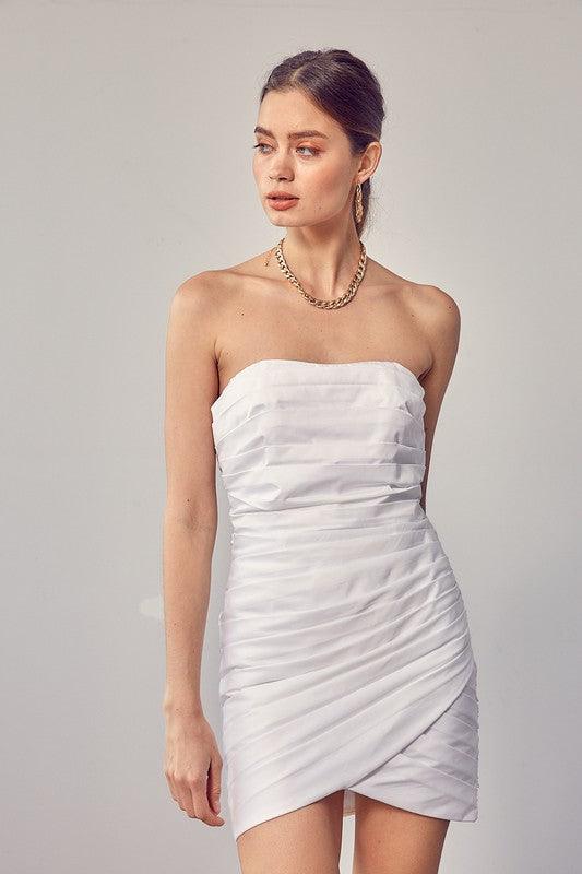 strapless pleated dress - RK Collections Boutique