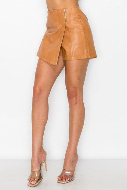 Zipper Trim Sheeny Mini Skort - RK Collections Boutique