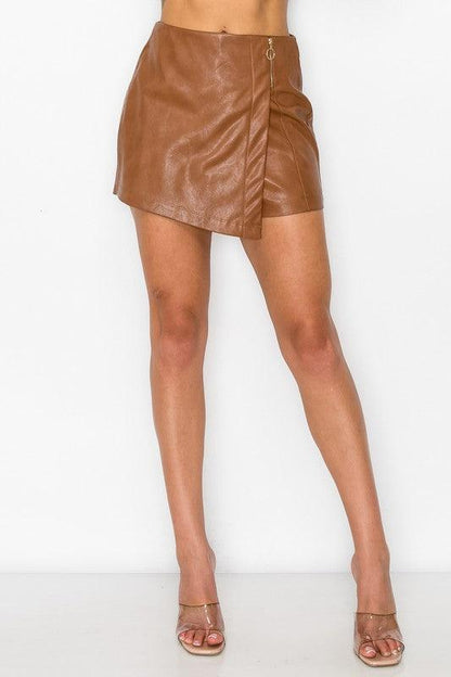 Zipper Trim Sheeny Mini Skort - RK Collections Boutique