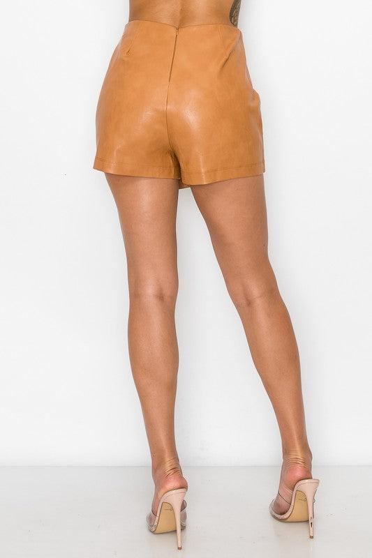 Zipper Trim Sheeny Mini Skort - RK Collections Boutique