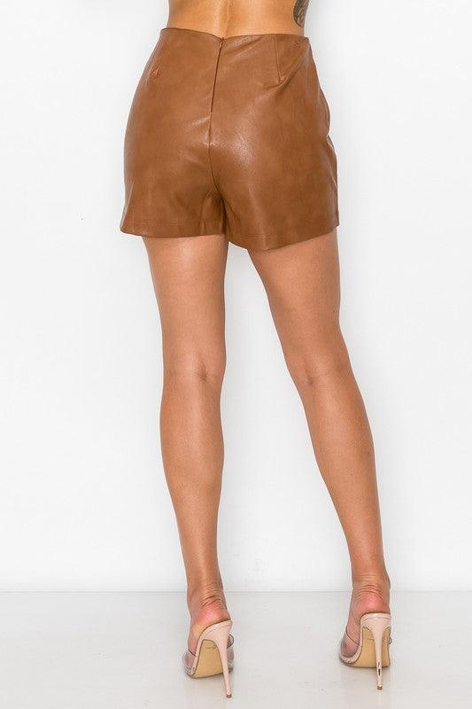 Zipper Trim Sheeny Mini Skort - RK Collections Boutique