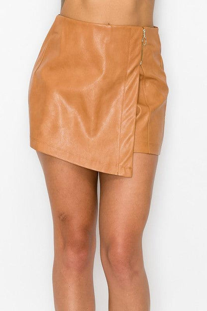 Zipper Trim Sheeny Mini Skort - RK Collections Boutique