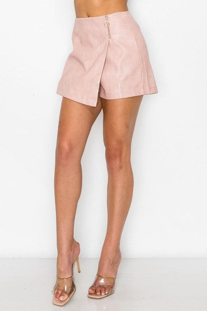 Zipper Trim Sheeny Mini Skort - RK Collections Boutique