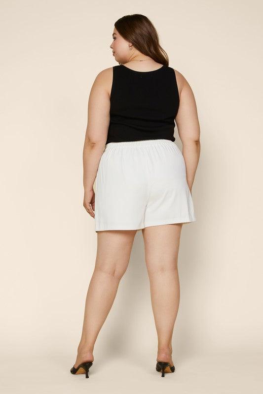 PLUS Shorts With Elastic Back & Pockets - RK Collections Boutique