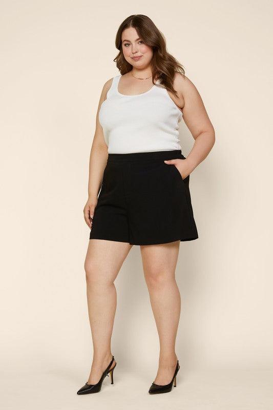 PLUS Shorts With Elastic Back & Pockets - RK Collections Boutique