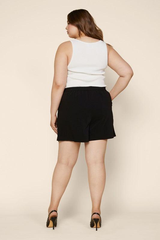 PLUS Shorts With Elastic Back & Pockets - RK Collections Boutique