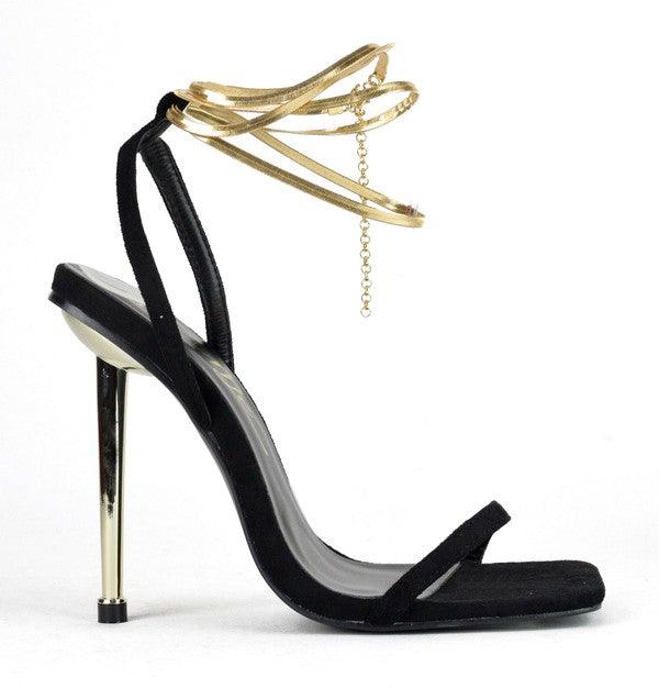 Suede stiletto heel with chain ankle strap - RK Collections Boutique