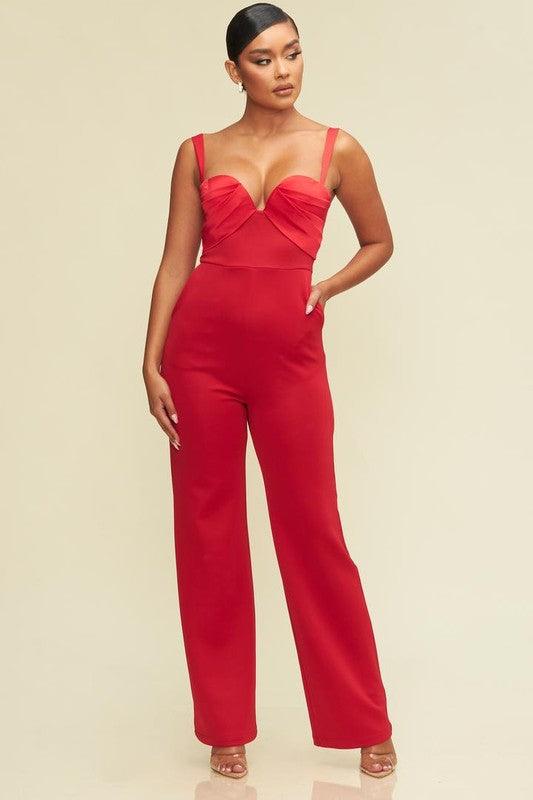 Draped deep v-neck jumpsuit - RK Collections Boutique