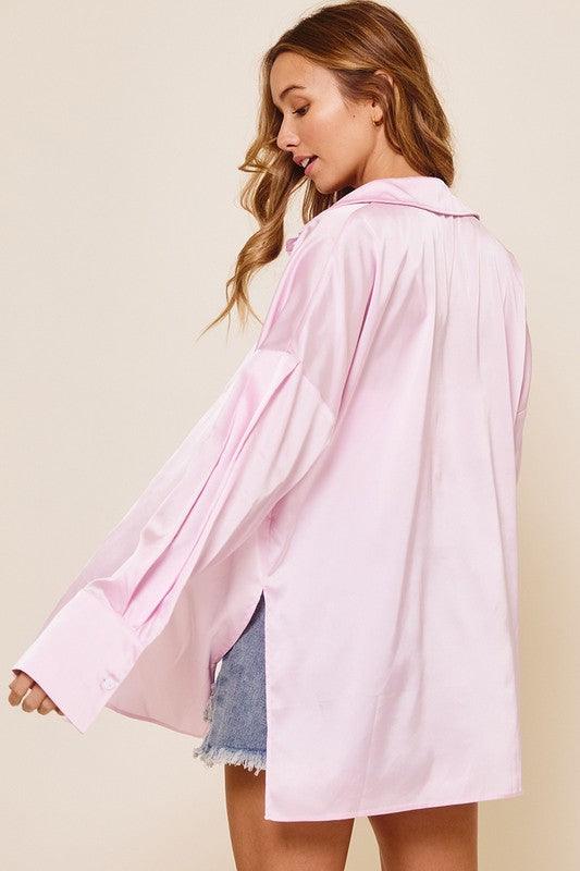 Satin button down blouse - RK Collections Boutique