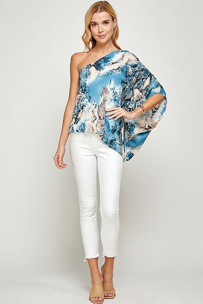 Snakeskin One Shoulder Top - RK Collections Boutique