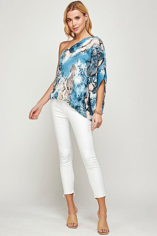 Snakeskin One Shoulder Top - RK Collections Boutique