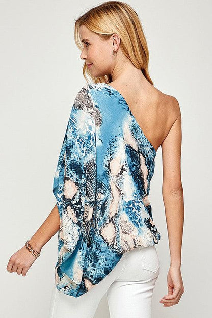 Snakeskin One Shoulder Top - RK Collections Boutique