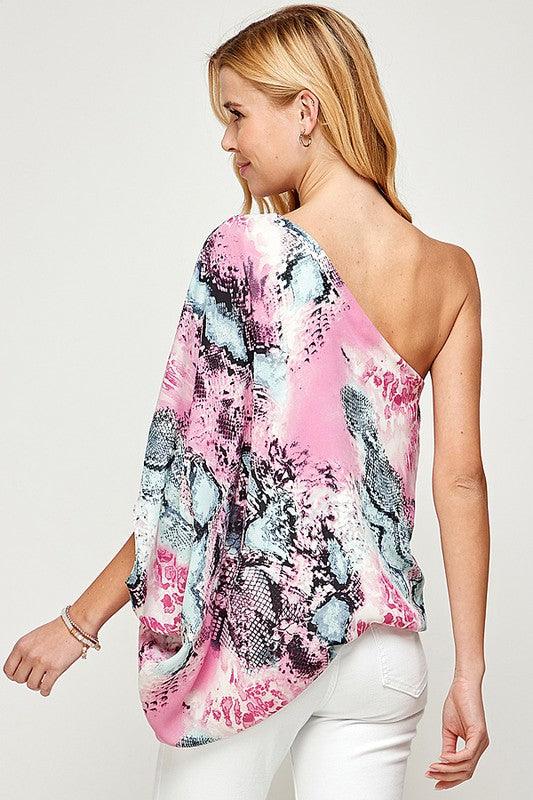 Snakeskin One Shoulder Top - RK Collections Boutique