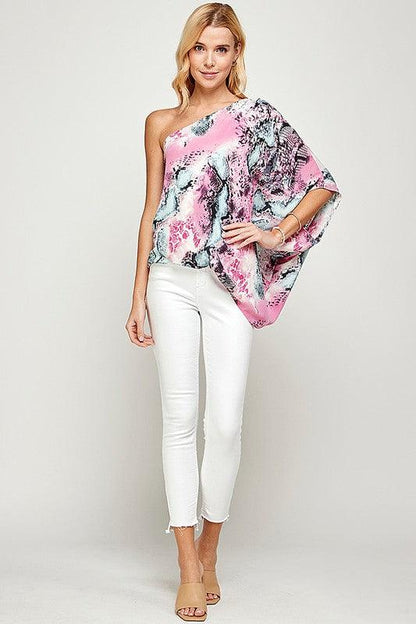 Snakeskin One Shoulder Top - RK Collections Boutique