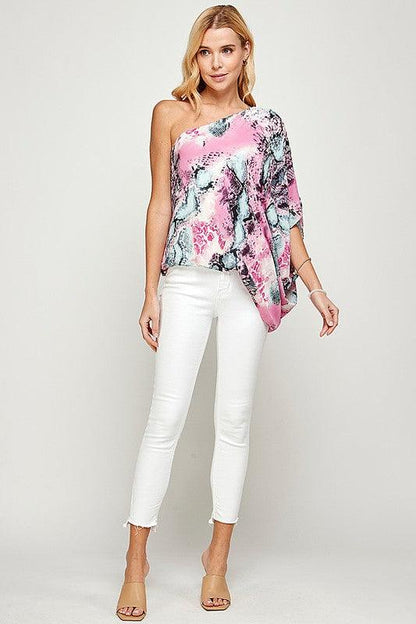 Snakeskin One Shoulder Top - RK Collections Boutique