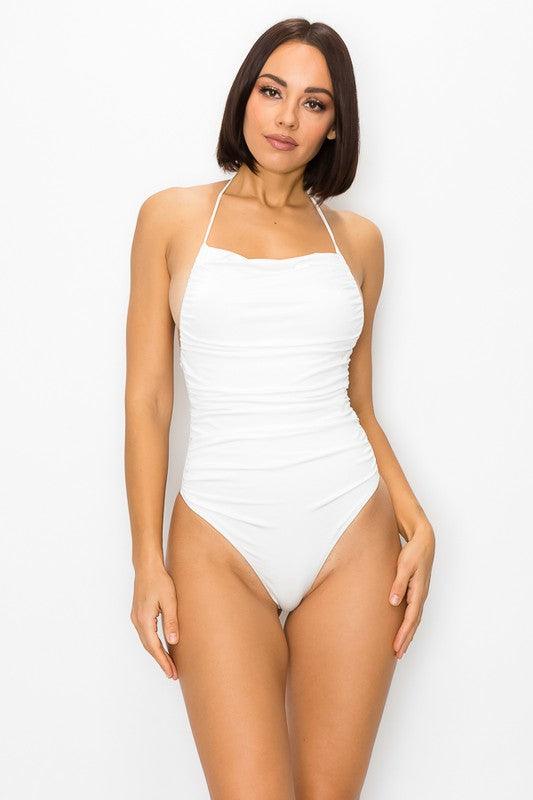 Thong bodysuit with ruched sides - RK Collections Boutique