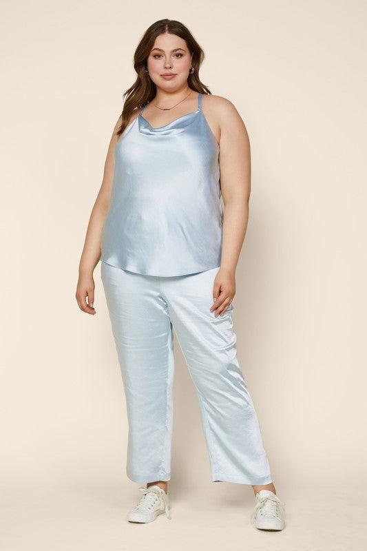 PLUS sleeveless cowl neck satin cami tank top - RK Collections Boutique