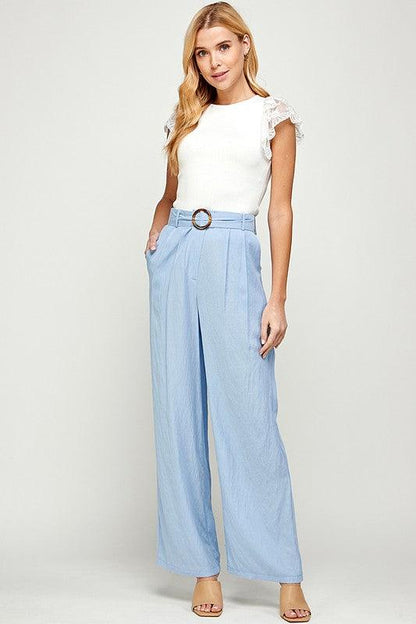 Palazzo Pants with Buckle on Belt - RK Collections Boutique