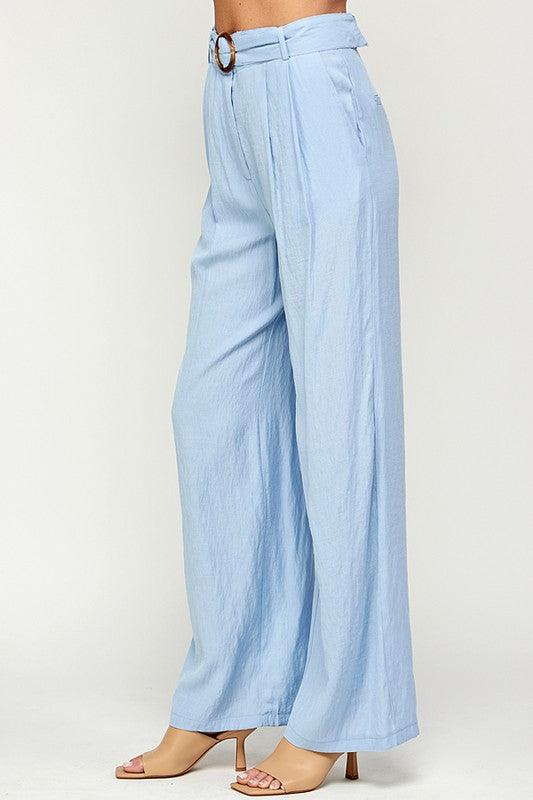 Palazzo Pants with Buckle on Belt - RK Collections Boutique