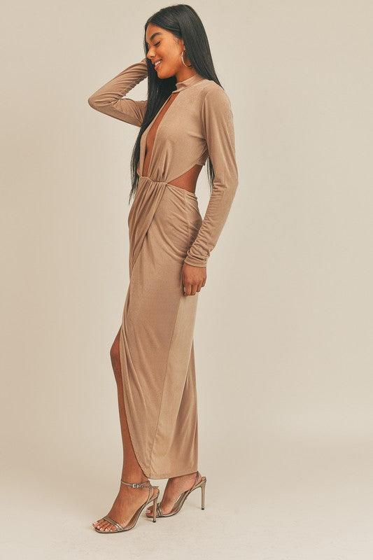 matte jersey plunging wrap dress - RK Collections Boutique