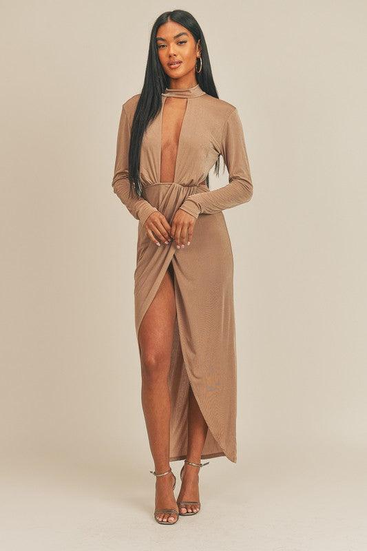 matte jersey plunging wrap dress - RK Collections Boutique