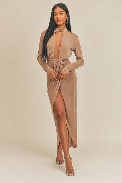 matte jersey plunging wrap dress - RK Collections Boutique