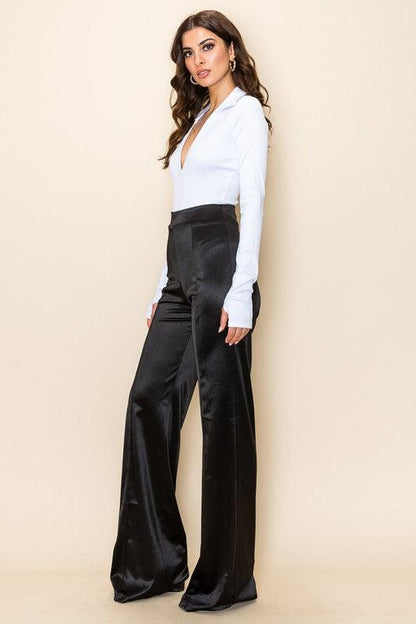 Desiree Satin Stretch High Waisted Pants - RK Collections Boutique