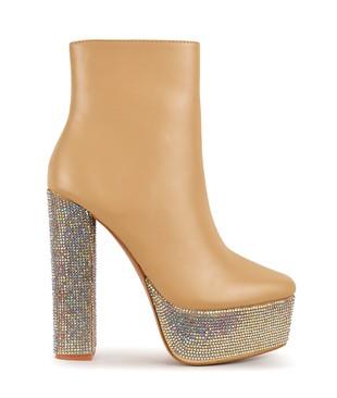 rhinestone platform chunky heel bootie - RK Collections Boutique